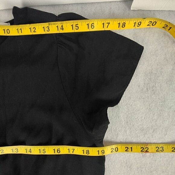 Loft Petites Women's A-line Black Short Sleeve, Lightweight Midi Dress Size LP - Picture 8 of 10